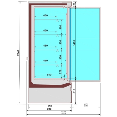 Meuble mural réfrigéré, joues vitrée, libre-service, portes battantes - Déco NOIRE SCM16-C5